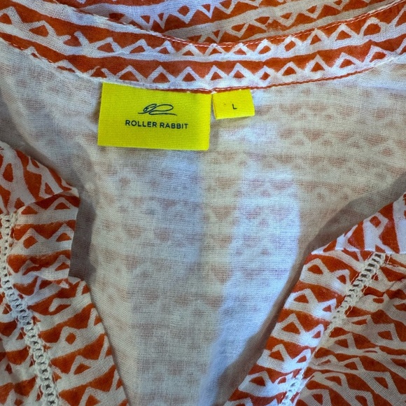 Roller Rabbit Tunic Coverup Josephine with Tassels Orange White Size large - Picture 9 of 9